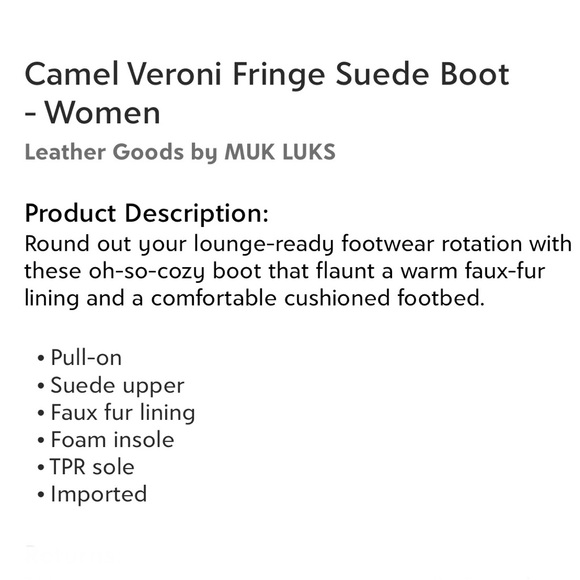 Leather Goods by Muk Luks Camel Veroni Fringe Suede Boot Women’s Size 8 NEW - Picture 7 of 7